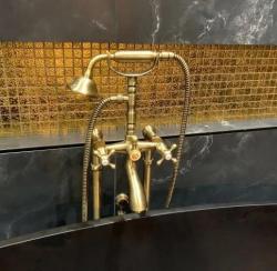 PB Voľne stojaca vaňová batéria nostalgická hviezdicové gombíky Bronz 6000