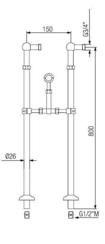 PB Voľne stojaca vaňová batéria nostalgická hviezdicové gombíky nerez 6000