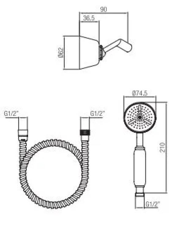 PB klasická ručná sprcha s držiakom na zavesenie bronz 1208952420