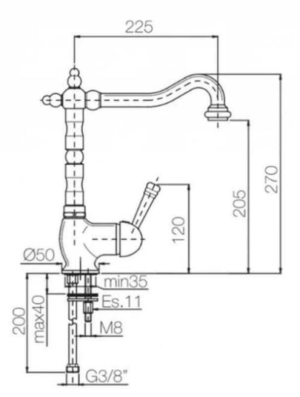 PB nostalgická kuchynská batéria s jednou rukoväťou, biela rukoväť, nerezová oceľ 1208952878