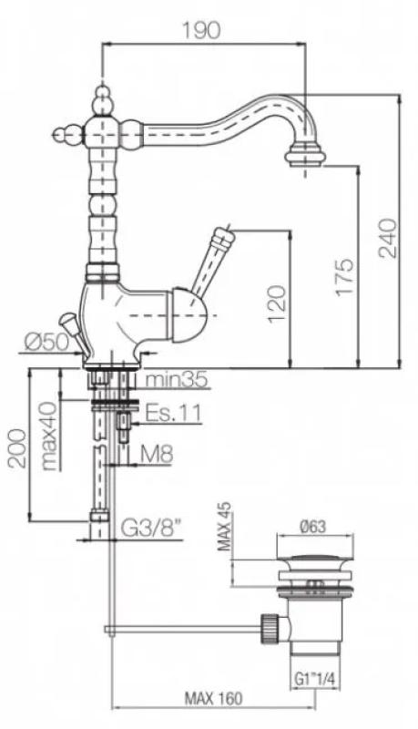 PB Umývadlová batéria nostalgická Vintage Chróm