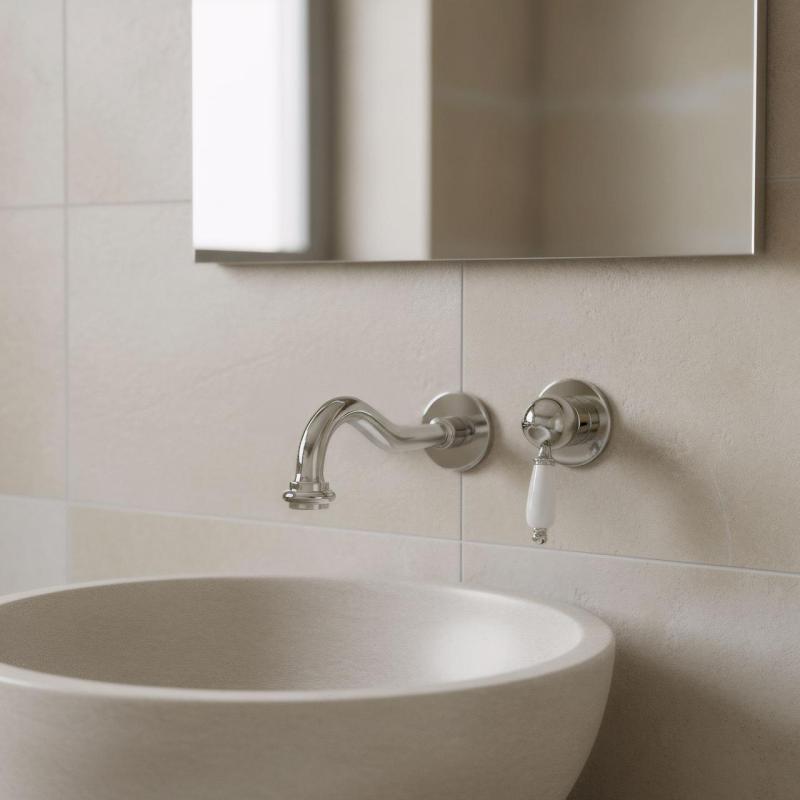 PB nostalgická vstavaná umývadlová batéria Vintage výtok 21 cm chróm