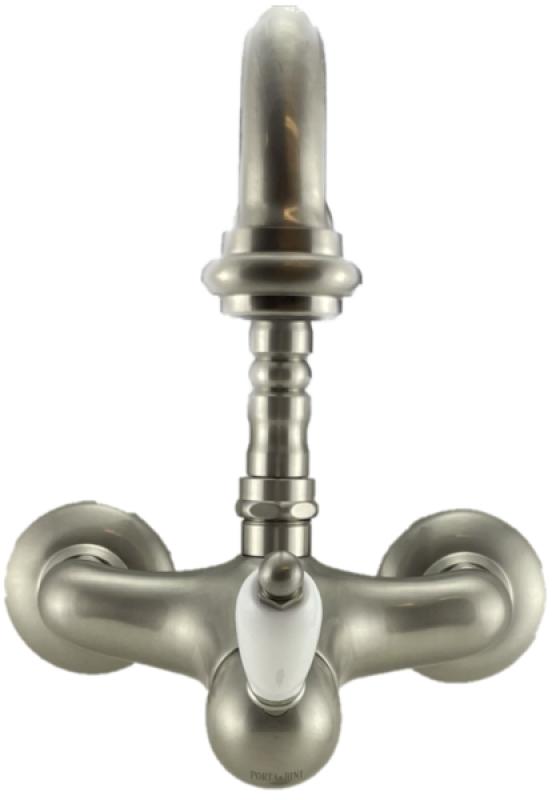 PB nostalgická nástenná batéria s jednou pákou, biela rukoväť, nerezová oceľ