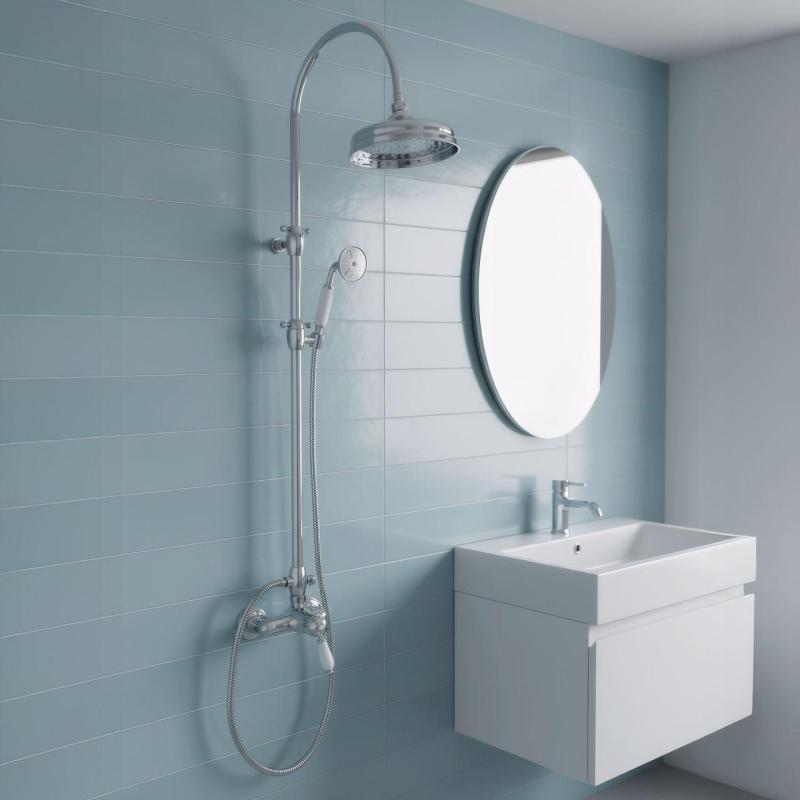 PB Nostalgická sprchová batéria so súpravou dažďovej sprchy, chróm.