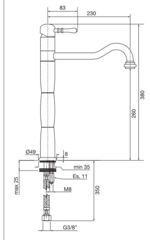 PB Classic Nostalgická stĺpová kuchynská batéria Bronz 1208952921