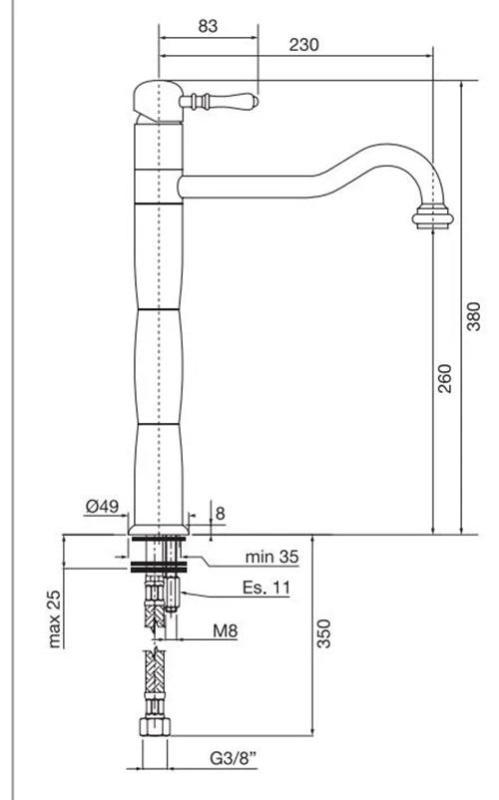 PB Classic Nostalgická stĺpová kuchynská batéria z nehrdzavejúcej ocele 1208952922