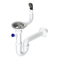 GraniteMy Odtoková súprava z nerezovej ocele s okrúhlym prepadom vrátane sifónu pre jednoduchý drez 1208952965