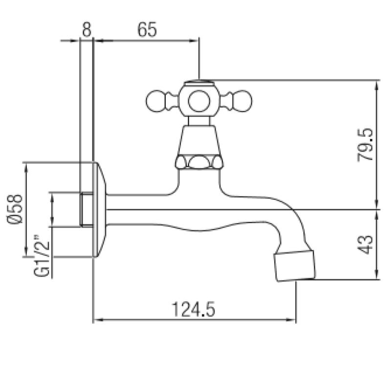 PB klasický nástenný vodovodný kohútik s hviezdicovou rukoväťou, studená voda, matná čierna, 1208952981