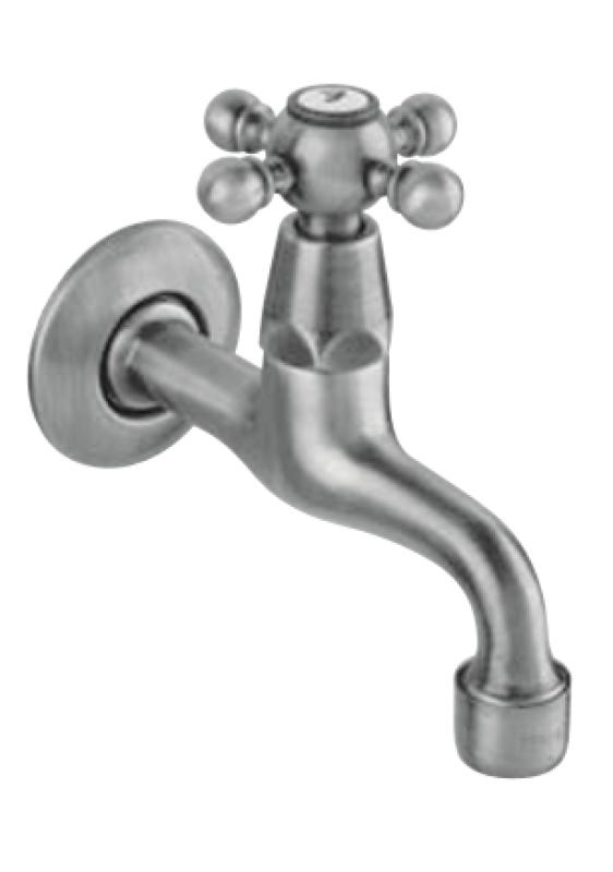 PB klasický nástenný vodovodný kohútik s hviezdicovou rukoväťou, studená voda, matná čierna, 1208952981