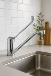 PB Clinic kuchynský kohútik pre zdravotne postihnutých s otočnou a dlhou rukoväťou výtok chróm 1208953266