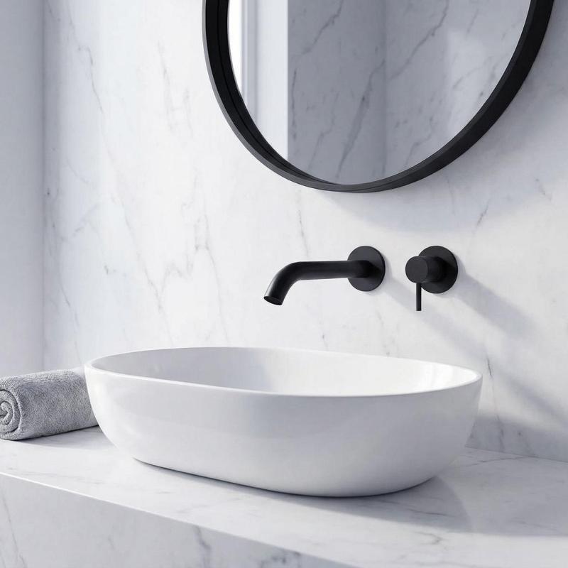 SB Round vstavaná umývadlová batéria matná čierna - 102 mm