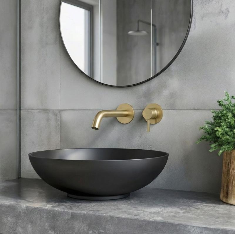 SB Round vstavaná umývadlová batéria brúsená mosadz PVD 162 mm