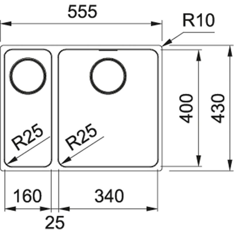 Franke Mythos MYX 160.34.16 BR jeden a pol nerezový drez na zabudovanie 16+34cm 122.0638.272