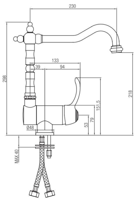 PB Vintage Nostalgická kuchynská batéria, oknová batéria, sklopná, chróm 1208953755