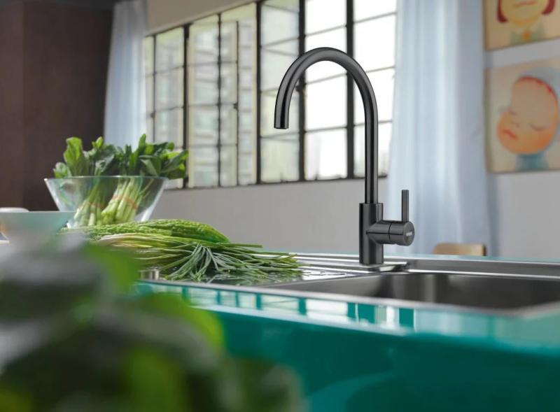 Franke Kuchynská batéria Eos Neo s otočným výtokom, kartáčovaná čierna 115.0613.590