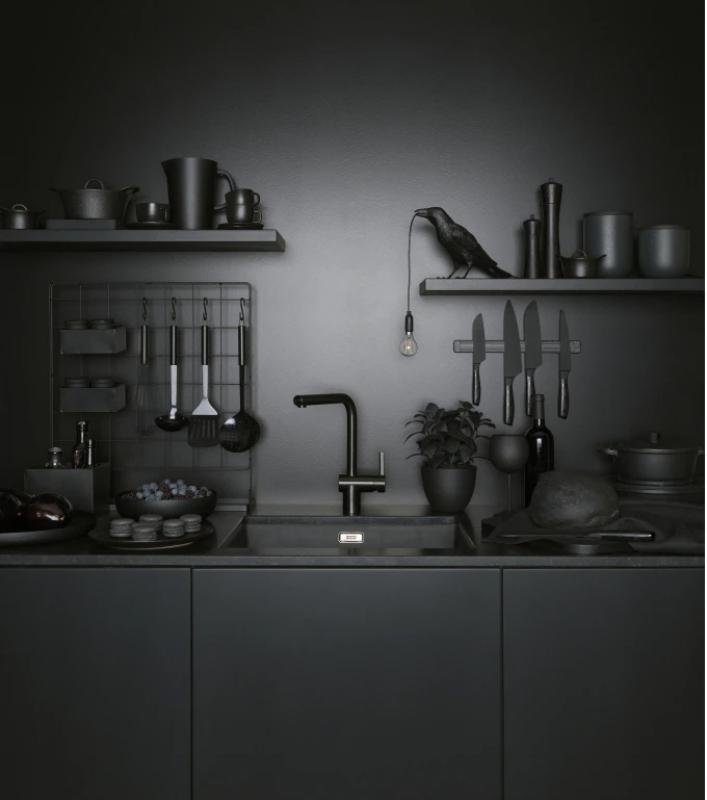 Franke matná čierna senzorová kuchynská batéria Atlas Neo s otočným výtokom 115.0625.525