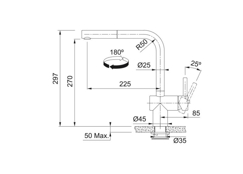 Franke kartáčovaný čierny senzor kuchynská batéria Atlas Neo s výsuvným výtokom 115.0625.527