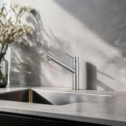 Franke Orbit masívna kuchynská batéria z nehrdzavejúcej ocele s otočným výtokom inox 115.0600.928