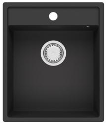 GraniteMy Bremen Granitový Drez 44x52 cm Čierny – Montáž na pracovnú dosku, pod pracovnú dosku a do roviny s otvory pre batériu a nerezovou zátkou 1208953861