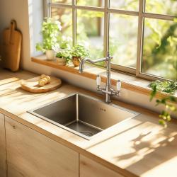 PB Nostalgická klasická vidiecka kuchynská batéria z nehrdzavejúcej ocele s bielymi rukoväťami 1208953915