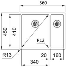 Franke Bolero plus R12 BXX 260 BL 1,5 a pol nerezový drez na úroveň pracovnej dosky 127.0625.091
