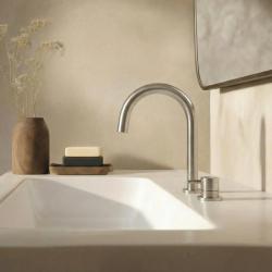 Waterevolution Flow 2-otvorová umývadlová batéria úplne z nehrdzavejúcej ocele s nízkym U 200mm výtokom T1121UIE