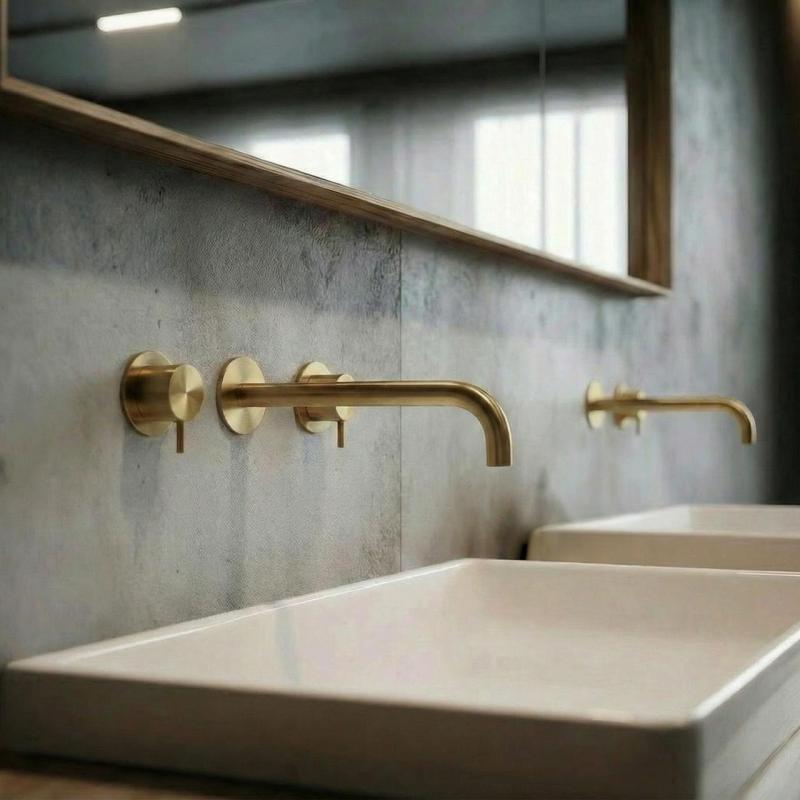 Waterevolution Flow 3-otvorová umývadlová batéria na zapustenie, brúsená mosadz, s výtokom 21 cm T1163FLE-21