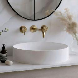 Waterevolution Flow 3-otvorová umývadlová batéria na zapustenie, brúsená mosadz s výtokom 15 cm T1163FLE-15