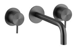 Waterevolution Flow 3-otvorová vstavaná batéria k umývadlu PVD Gun metal s výtokom 15 cm T1163FGME-15