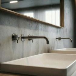 Waterevolution Flow 3-otvorová vstavaná batéria k umývadlu PVD Gun metal s výtokom 21 cm T1163FGME-21