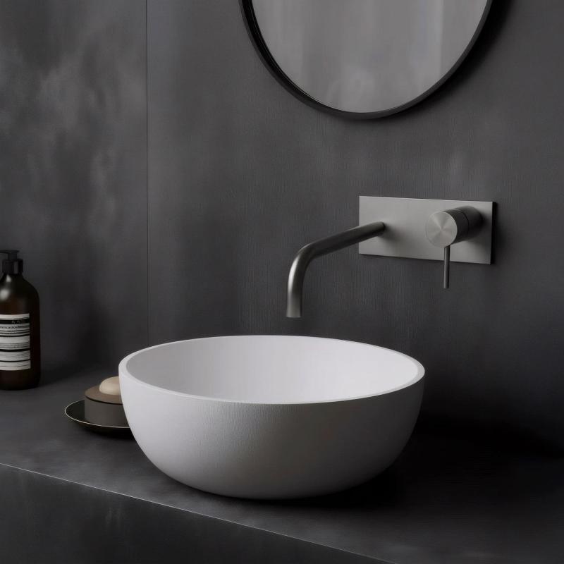 Vodovodná batéria Watervolution Flow s krycou doskou, celá z nehrdzavejúcej ocele, s výtokom 21 cm T1161BIE-21