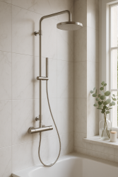 Waterevolution Flow sprchová sada s termostatom a dažďovou sprchou, úplne z nehrdzavejúcej ocele T141TIE