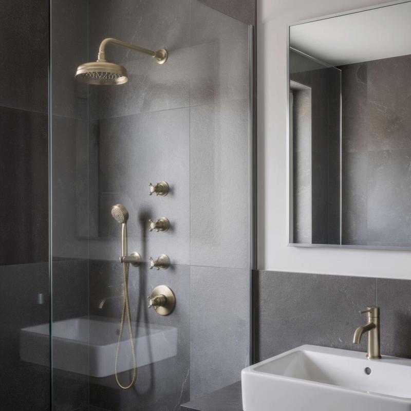 "PB Classic nostalgická vstavaná sprchová termostatická batéria s 3 uzatváracími ventilmi bronz"