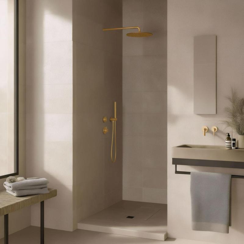 Waterevolution Flow vstavaný sprchový termostat s 1 prepínacím ventilom, svetlo zlatý 1208954644