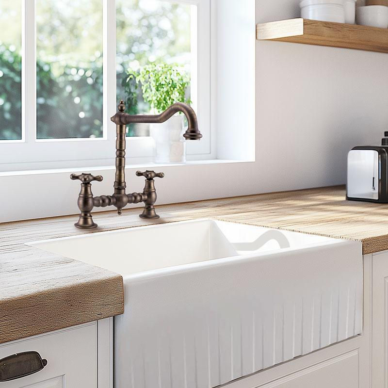 PB Nostalgický kuchynský kohútik s oblúkovým výtokom a hviezdicovými rukoväťami, tmavý bronz 1208954667