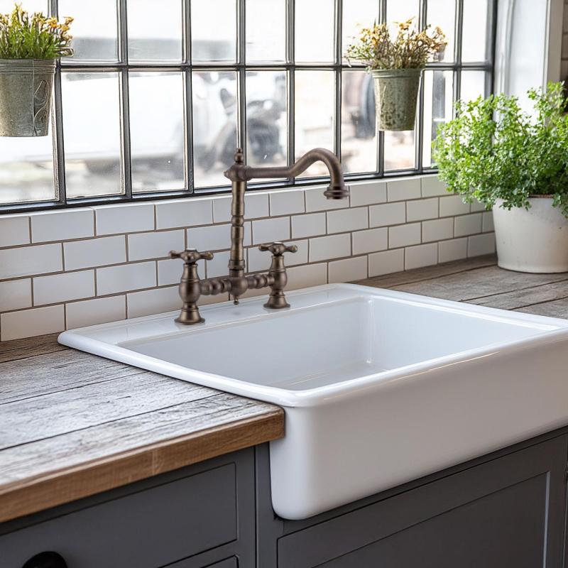 PB Nostalgický kuchynský kohútik s oblúkovým výtokom a hviezdicovými rukoväťami, tmavý bronz 1208954667