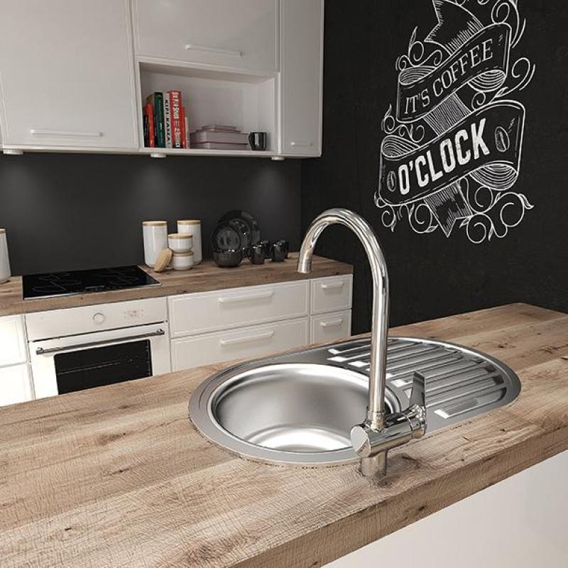 Ausmann Basic okrúly drez s odkvapkávačom nerezový 77x50 cm vrátane sifónu 1208955523