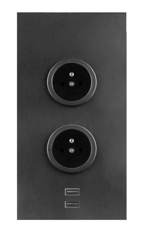 Indux Corner Energetická stĺpiková zásuvka s 2 zásuvkami, uzemnením a 2 x USB nabíjačkou Gun metal 1208955890
