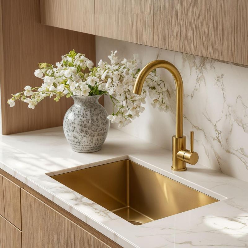 Quadri York kuchynská batéria PVD matná zlatá s otočným výtokom 1208955905