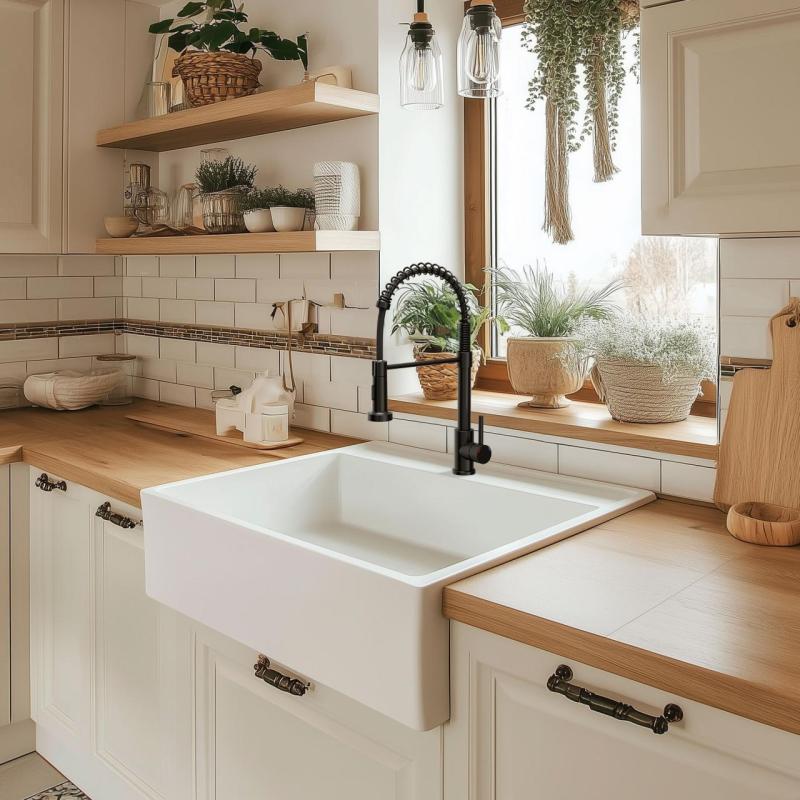 Quadri Derby kuchynská batéria s flexibilným výtokom a sprchou s 2 druhmi prúdov matná čierna 1208955917