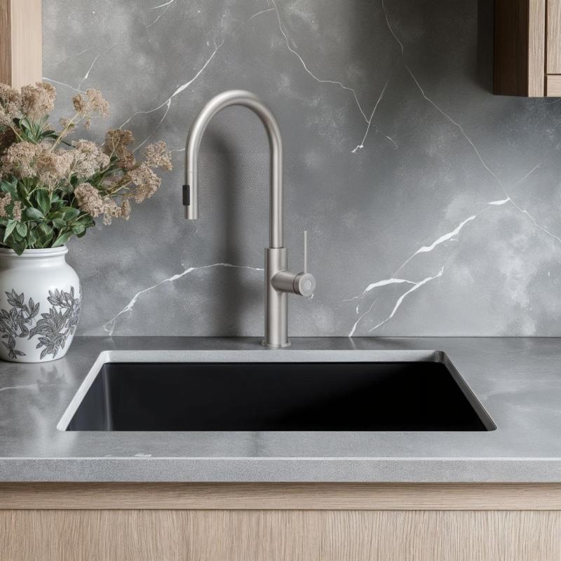 Quadri Retford kuchynská batéria z nehrdzavejúcej ocele s vyberateľným výtokom a rozprašovacím režimom 1208956088