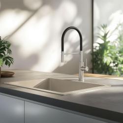 Quadri Retford kuchynská batéria z nehrdzavejúcej ocele s flexibilným výtokom čierna 1208956089