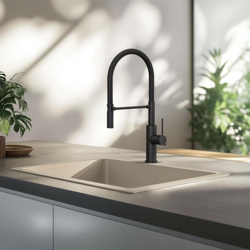 Quadri Retford kuchynská batéria matná čierna s flexibilným výtokom čierna 1208956090