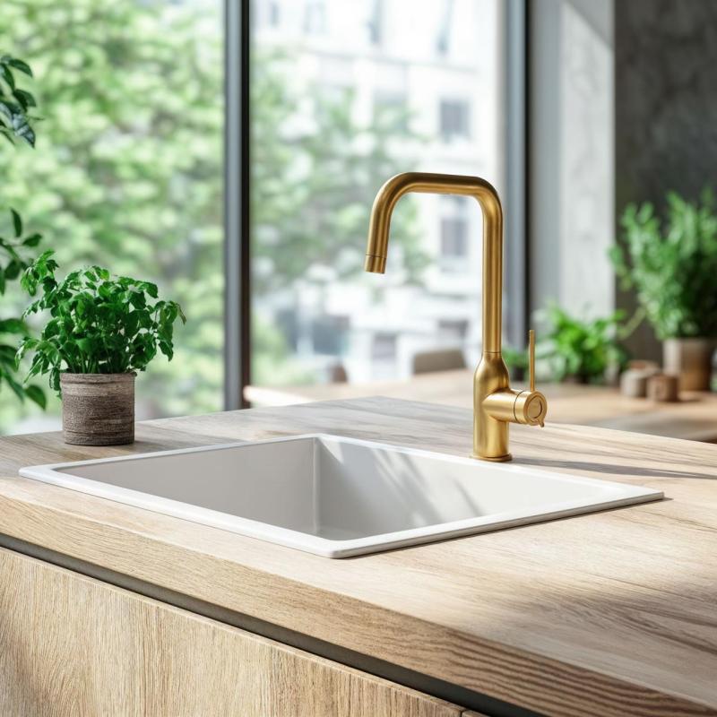 Quadri Stamford kuchynská batéria pvd zlato s otočným pravouhlým výtokom 1208956098