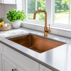 Quadri Stamford kuchynská batéria PVD meď s otočným pravouhlým výtokom 1208956099