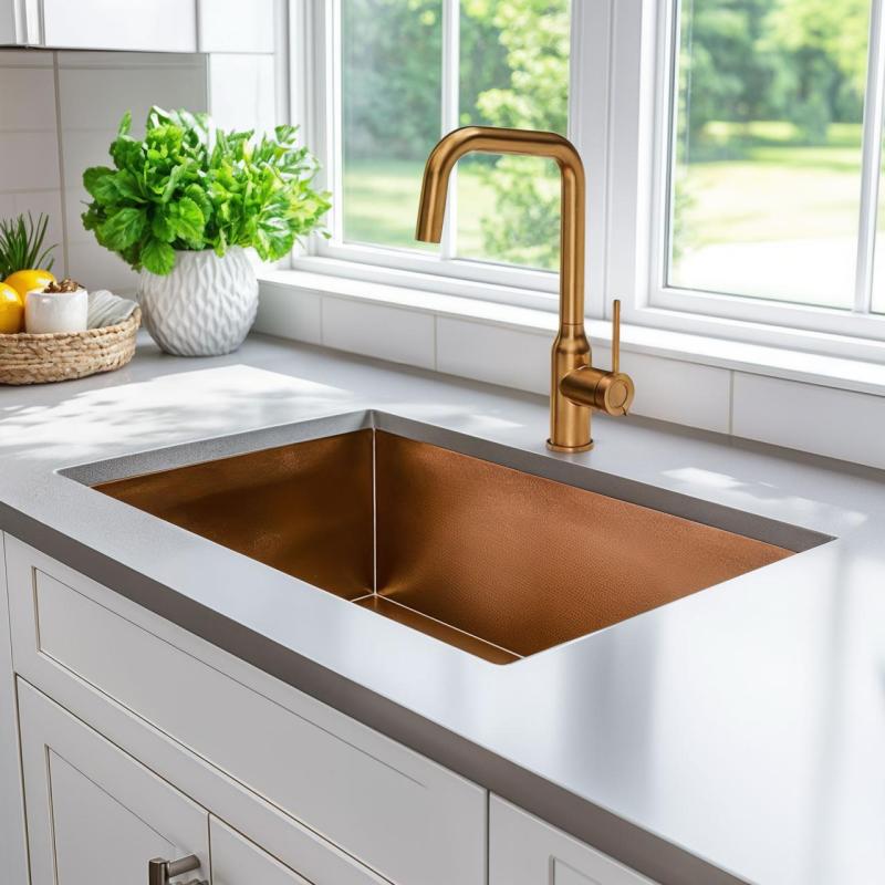 Quadri Stamford kuchynská batéria PVD meď s otočným pravouhlým výtokom 1208956099