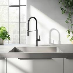 Quadri Brighton kuchynská batéria gun metal s flexibilným výtokom čierna 1208956104