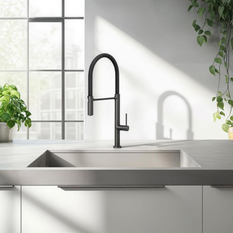 Quadri Brighton kuchynská batéria gun metal s flexibilným výtokom čierna 1208956104