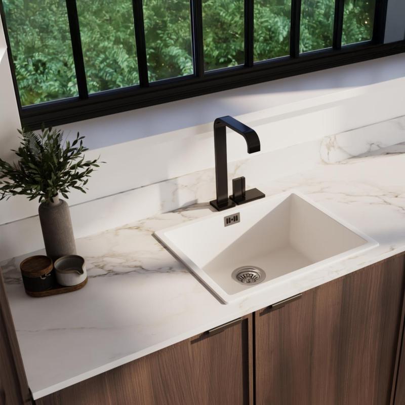 Biely umývadlo 50x40cm na zapustenú montáž, povrchovú montáž a rovinnú montáž s nerezovou zátkou 1208956397