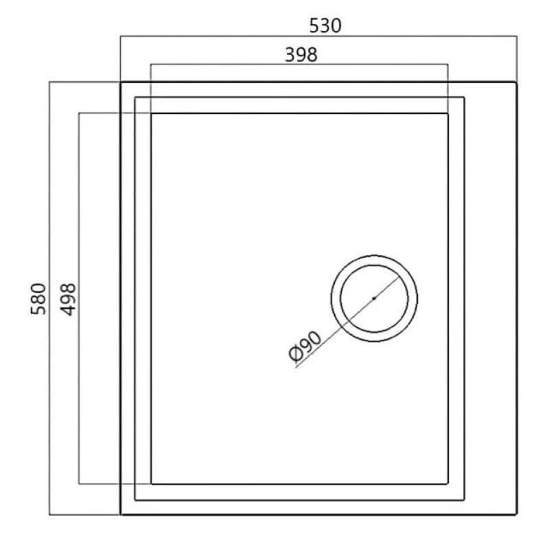 Čierny montážny drez 58 x 53 cm s otvorom na batériu a nerezovou zátkou 1208956732